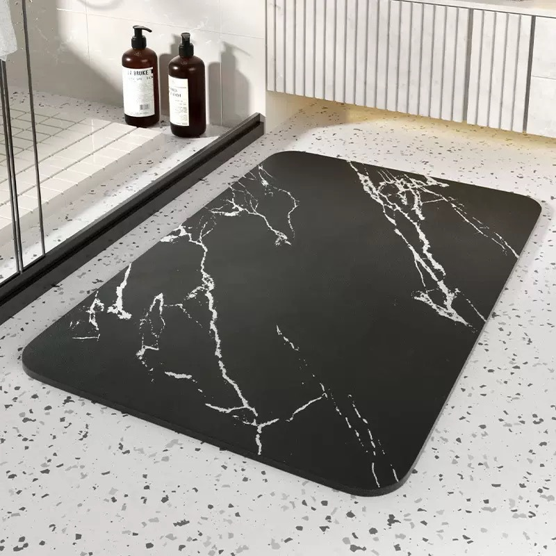 Ultra-Absorbent Marble-Style Bath Mat with Non-Slip Base