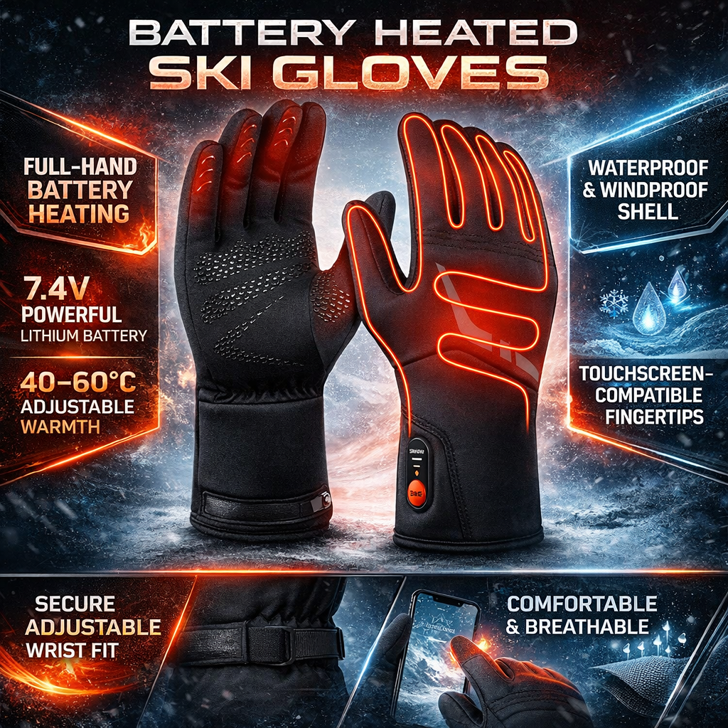 Rechargeable Heated Winter Gloves with Waterproof Touch Control