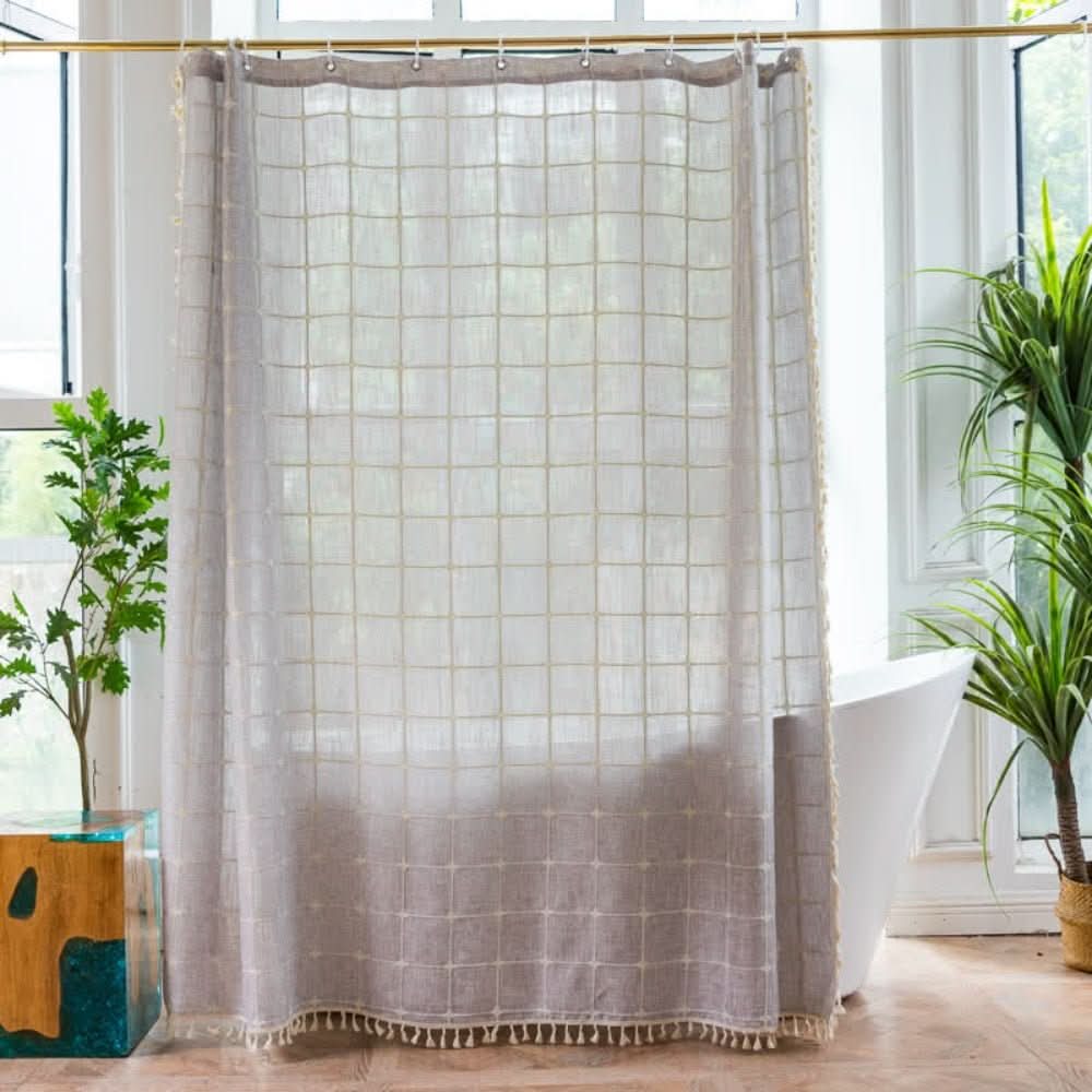 Serenity Soft Cotton Shower Curtain with Elegant Fringes