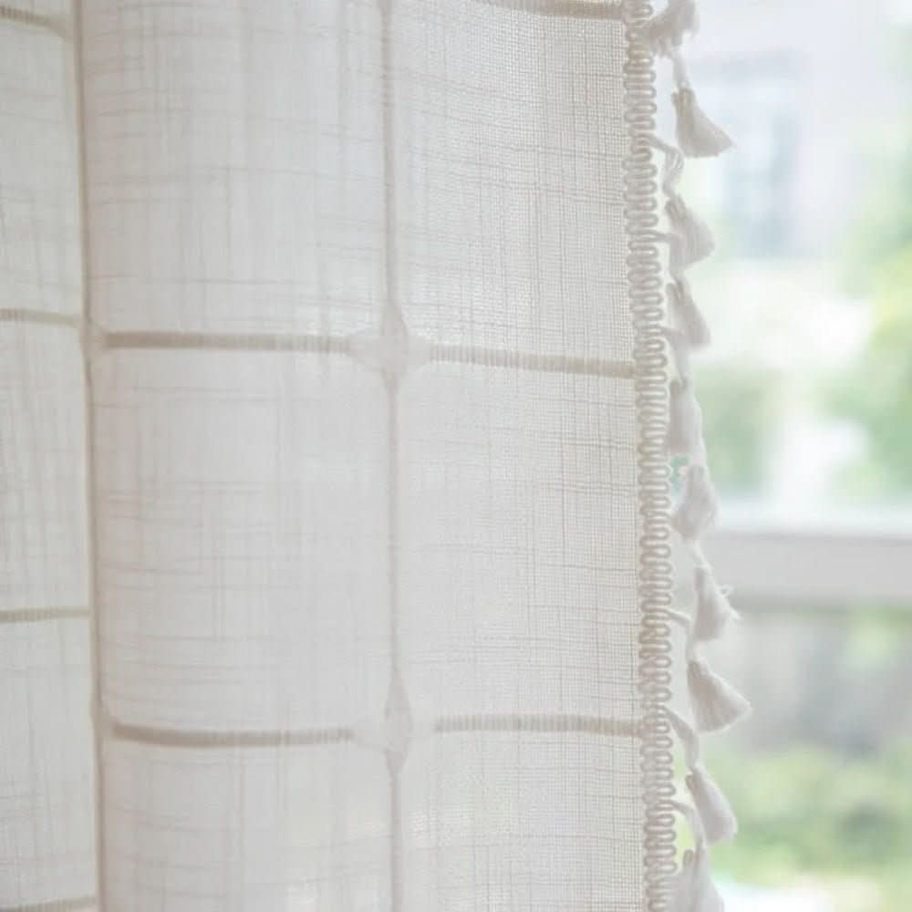 Serenity Soft Cotton Shower Curtain with Elegant Fringes