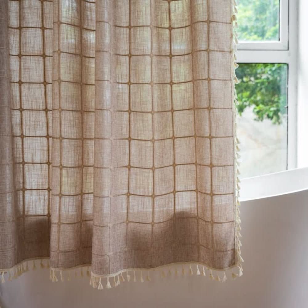 Serenity Soft Cotton Shower Curtain with Elegant Fringes