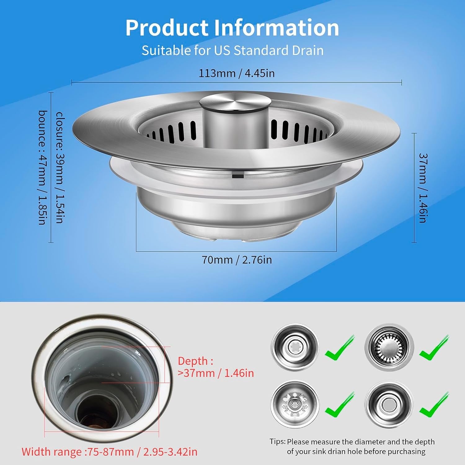 Drain Strainer for Kitchen Sink