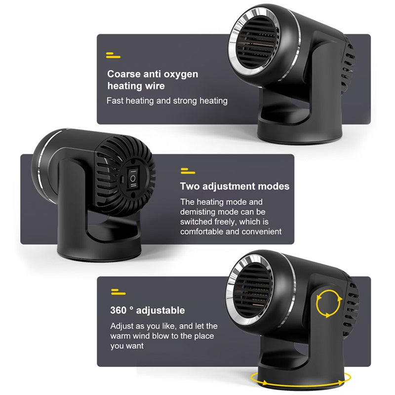 Portable 12V Car Heater with 360° Rotation and PTC Heating – Year-Round Comfort