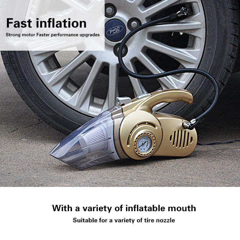 4-in-1 Vacuum Cleaner for Cars with Tire Inflator and LED Light