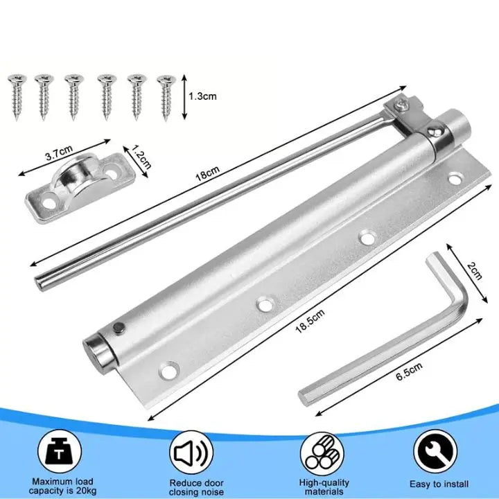 Adjustable Force Automatic Door Closer – Quiet Self-Closing Mechanism for Safety