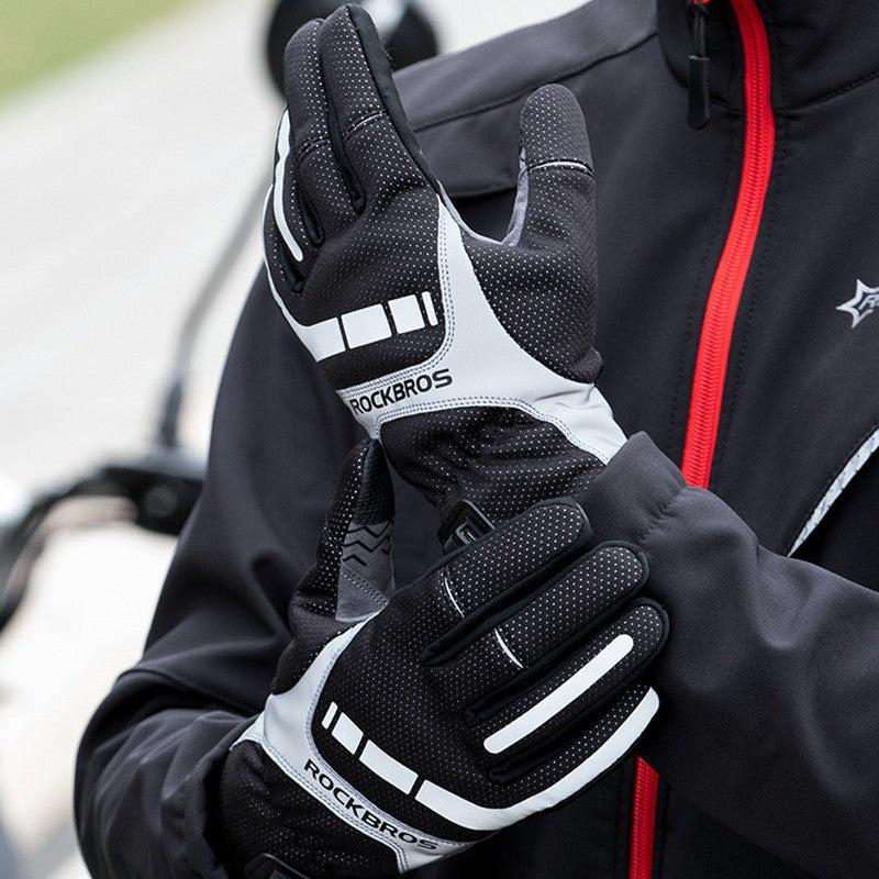 Electric Heated Gloves with Touchscreen Fingers & Reflective Strips for Outdoor Use
