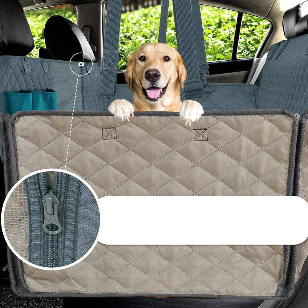 Eco-Friendly Dog Car Seat Cover with Safety Clips and Mesh Center