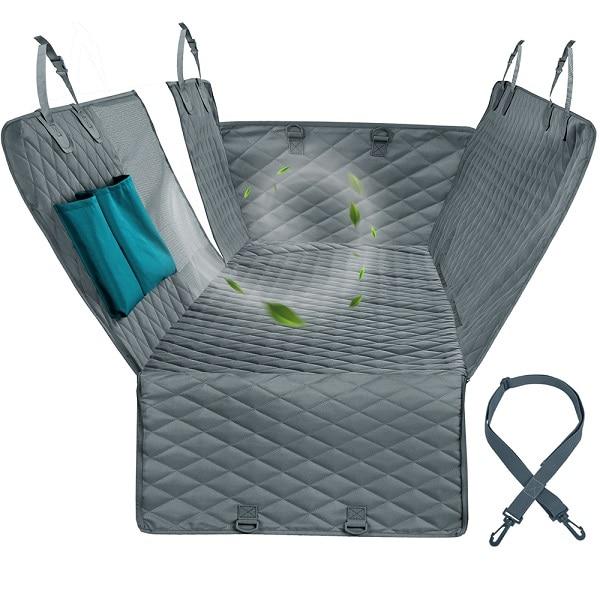 Eco-Friendly Dog Car Seat Cover with Safety Clips and Mesh Center