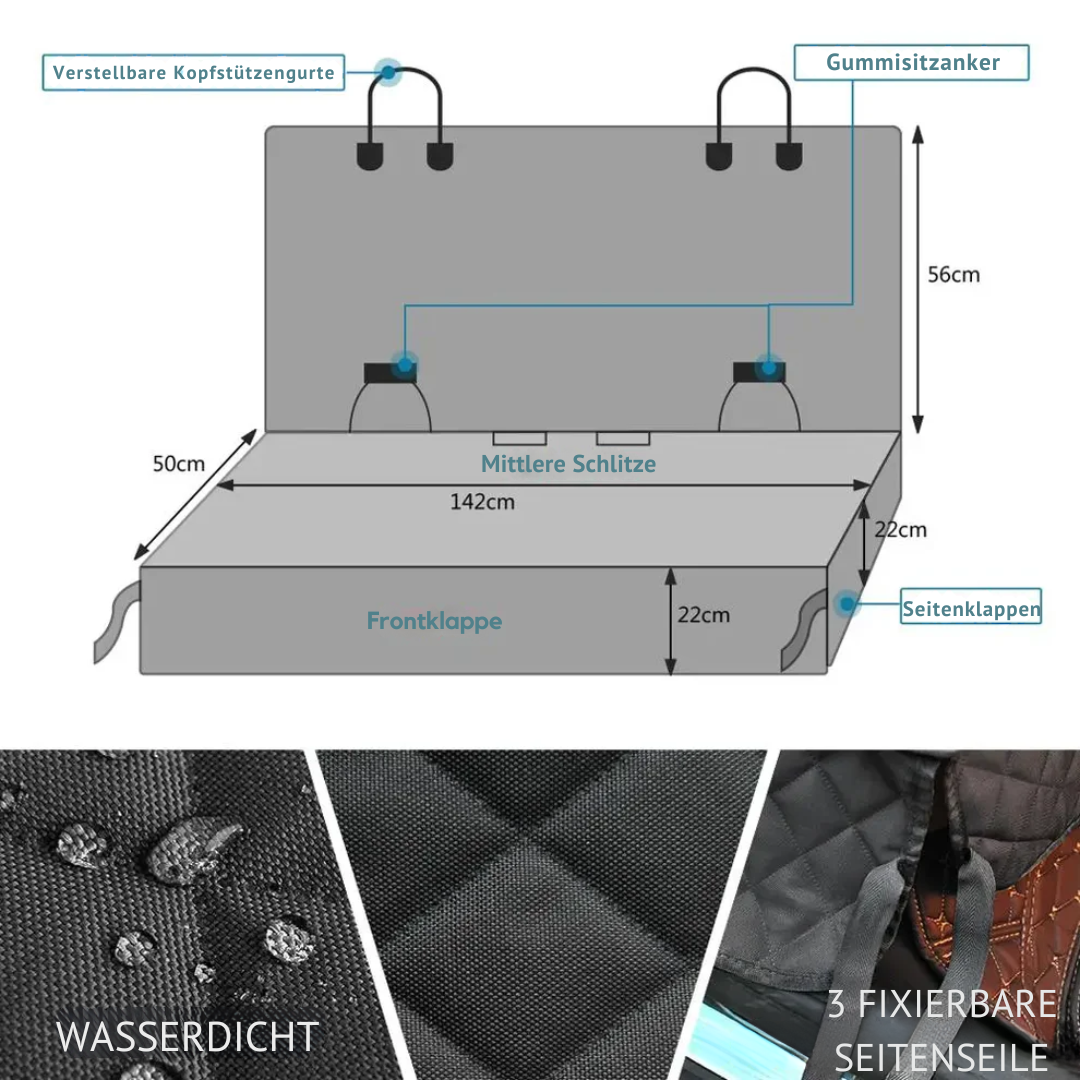 Scratch-Resistant Waterproof Car Seat Cover for Dogs – Vehicle Protection