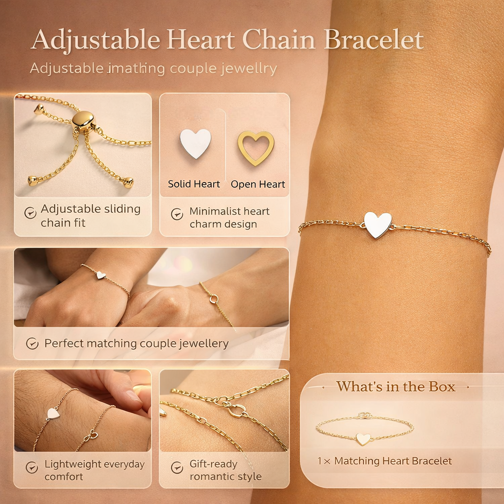 Intertwined Hearts Adjustable Couples Bracelet