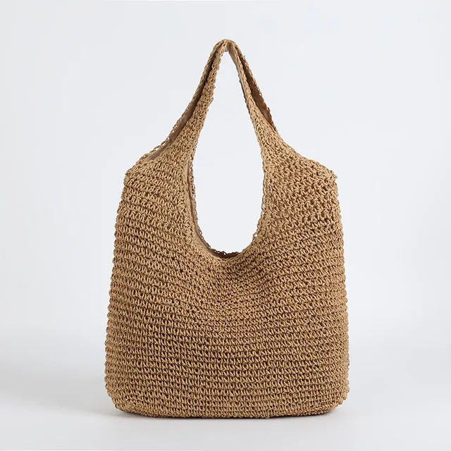 Woven Straw Shoulder Tote Bag | Premium Wicker Material | Large Capacity | Casual & Beach Use