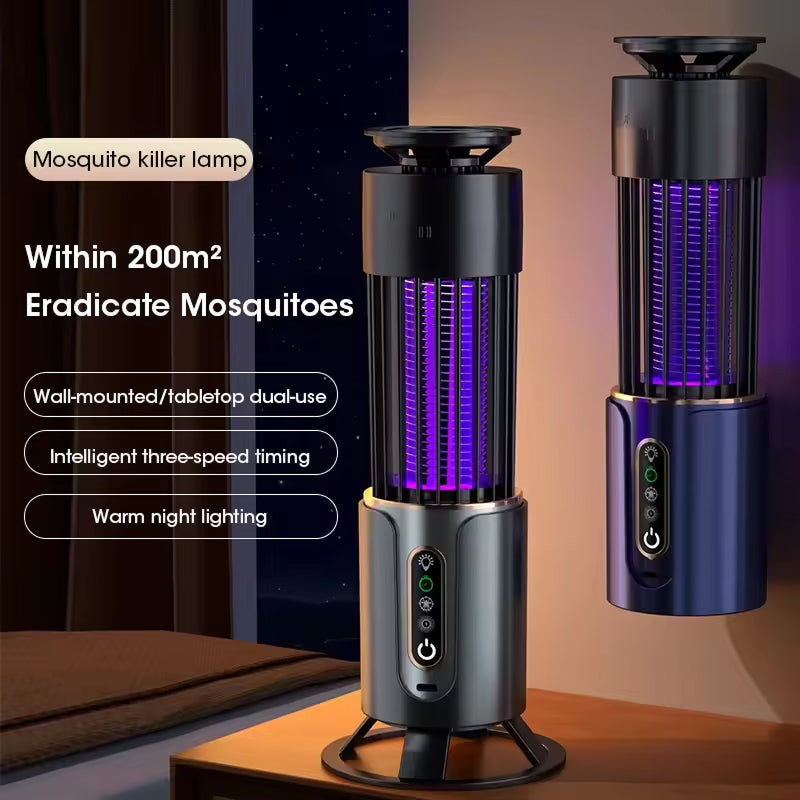 360° UV Light Indoor Bug Trap with Electric Grid – USB Rechargeable, 200m² Area, Night Light