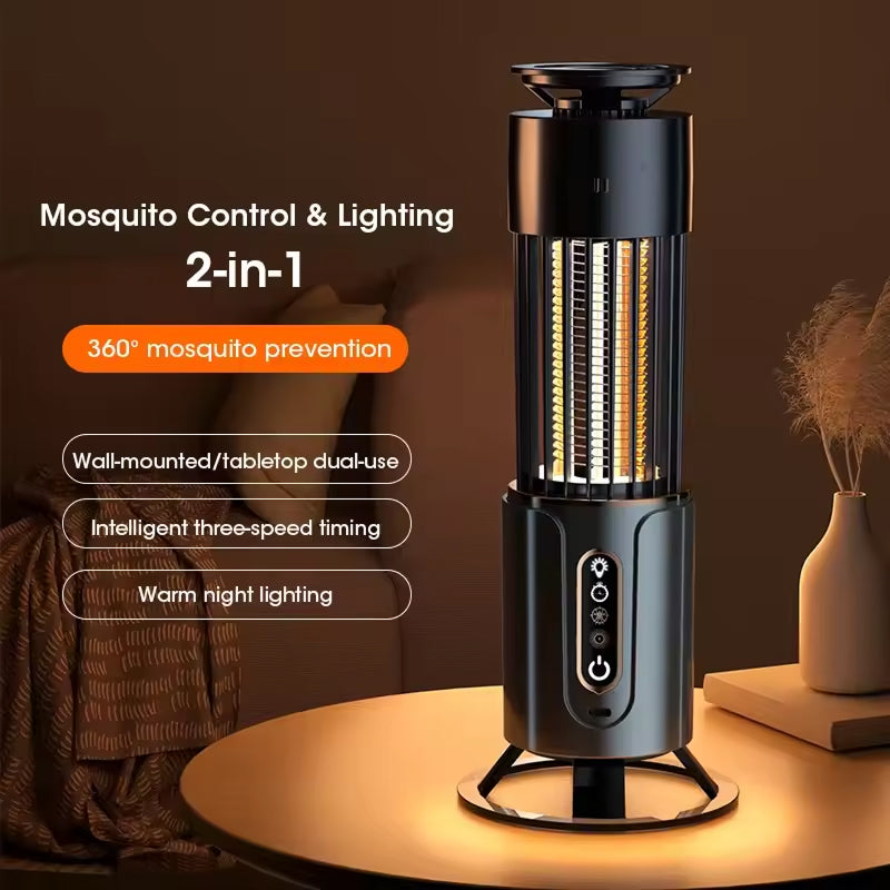 360° UV Light Indoor Bug Trap with Electric Grid – USB Rechargeable, 200m² Area, Night Light