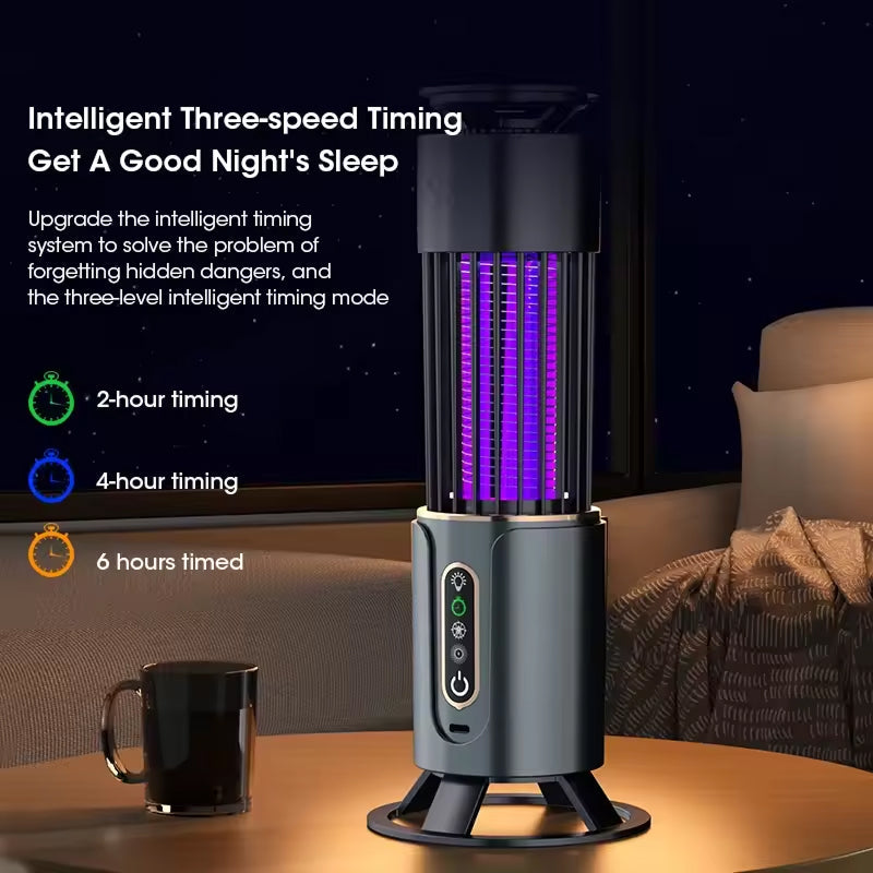 360° UV Light Indoor Bug Trap with Electric Grid – USB Rechargeable, 200m² Area, Night Light