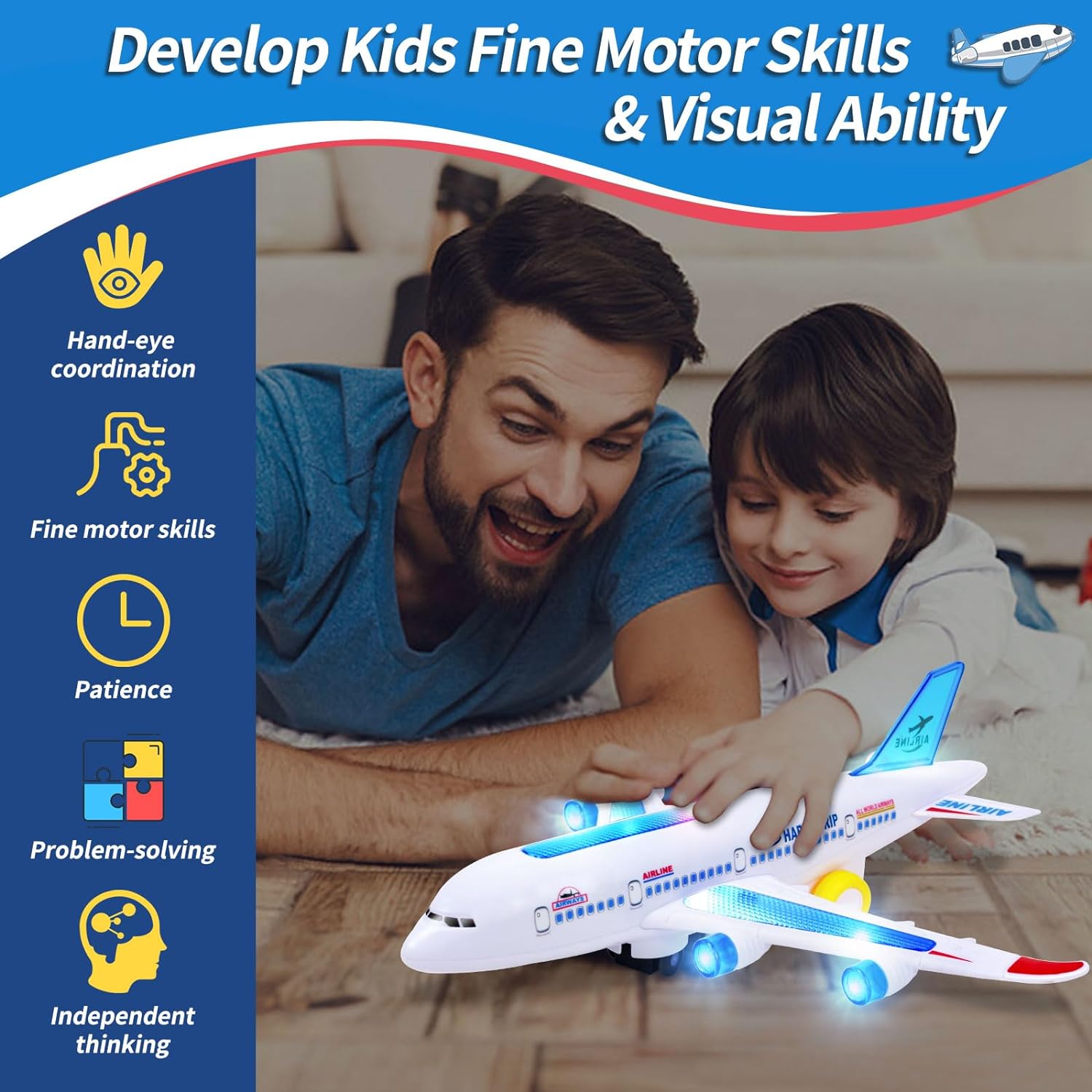 Musical Electric Toy Airplane with Light Features