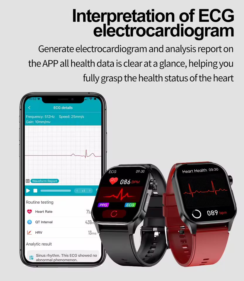 AMOLED Smartwatch with Heart Rate Monitor, Blood Pressure, SOS Alert, IP68, Bluetooth Calling