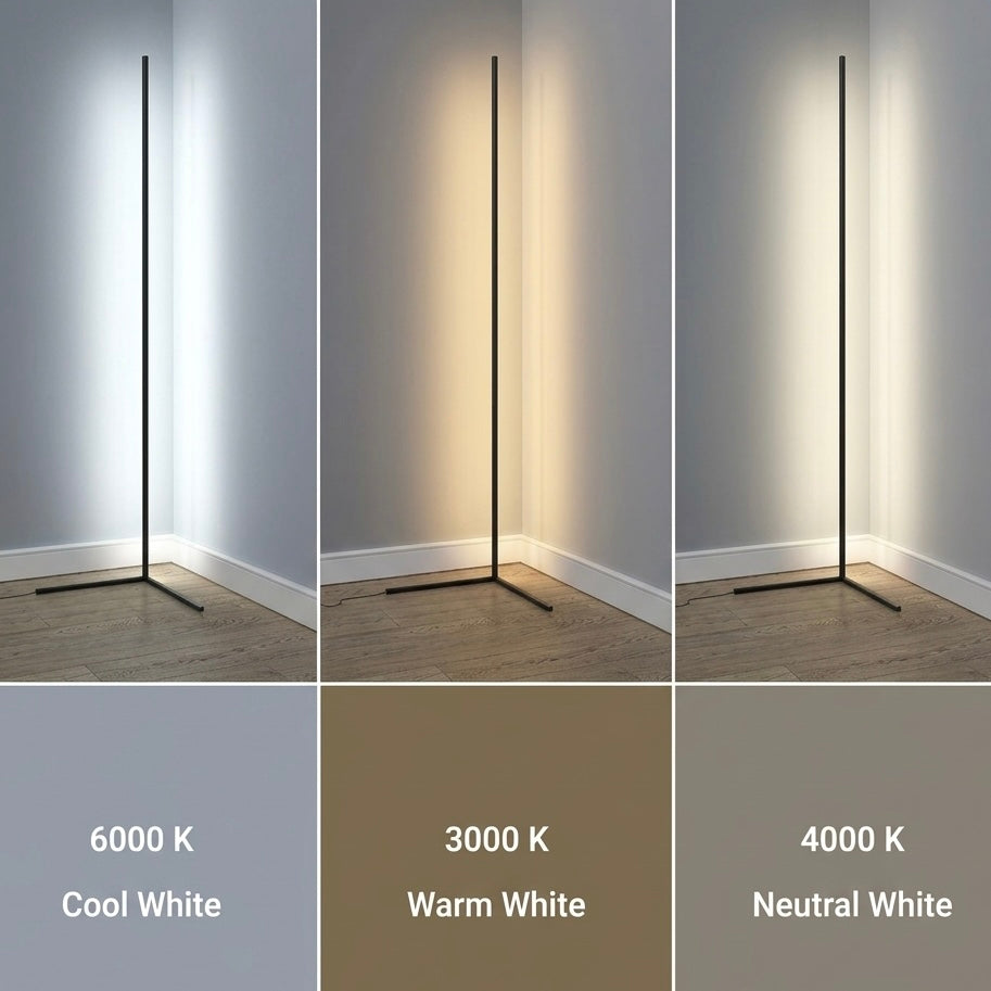 145cm Color-Changing LED Floor Lamp with App and Remote Control - Black & White