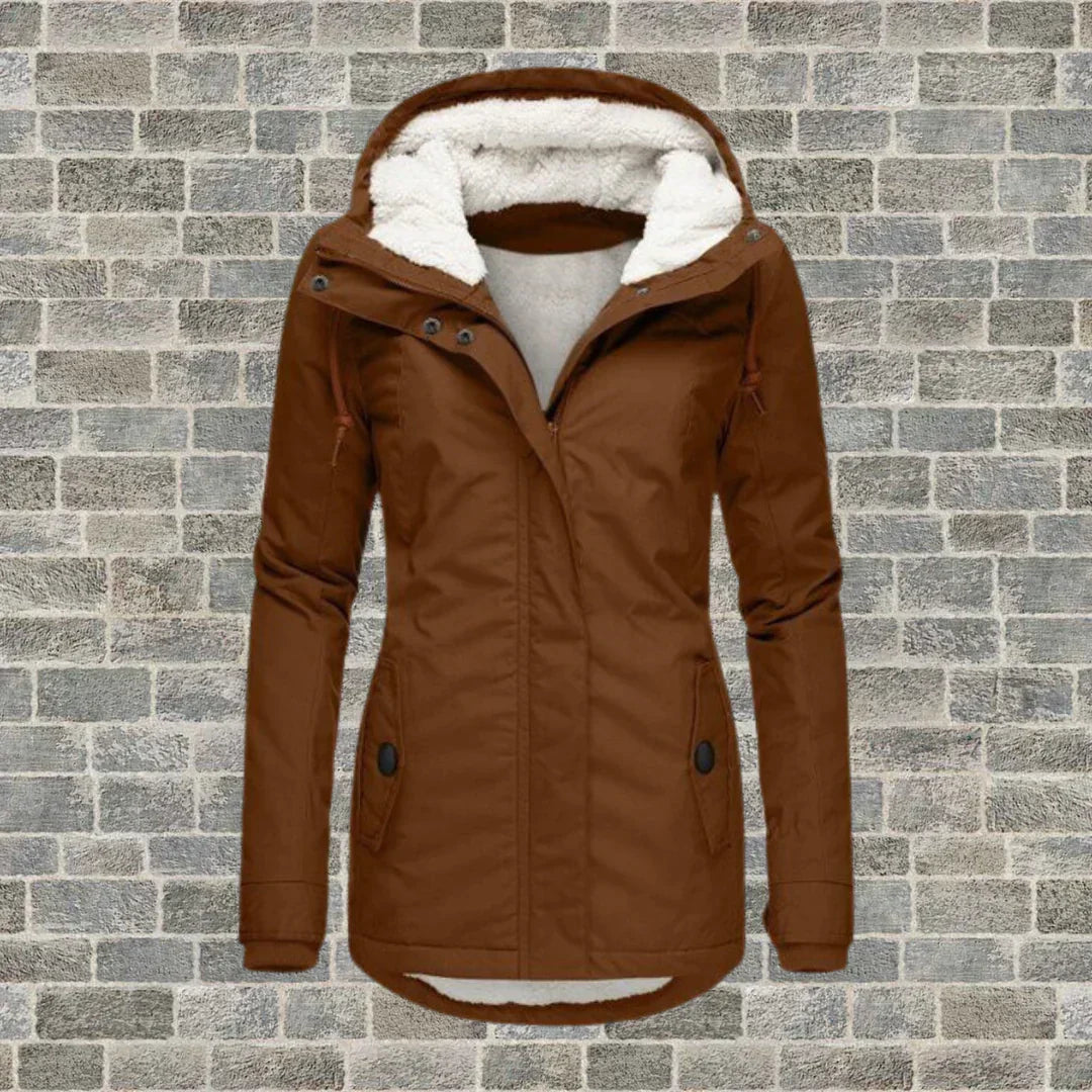 Women’s Winter Coat with Hood | Faux Shearling Lining & Multiple Pockets | Warm & Comfortable Fit