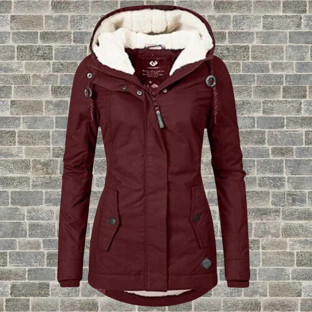 Women’s Winter Coat with Hood | Faux Shearling Lining & Multiple Pockets | Warm & Comfortable Fit