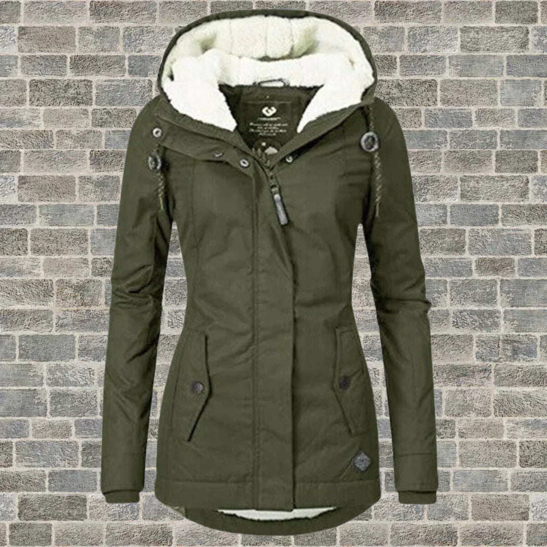 Women’s Winter Coat with Hood | Faux Shearling Lining & Multiple Pockets | Warm & Comfortable Fit