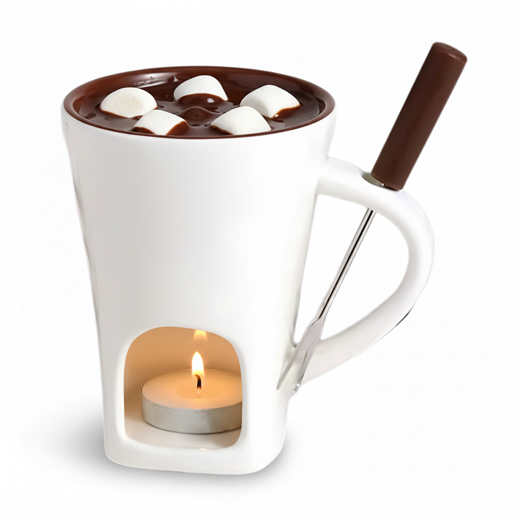 Ceramic Fondue Set with Candle Heat for Delicious Dips