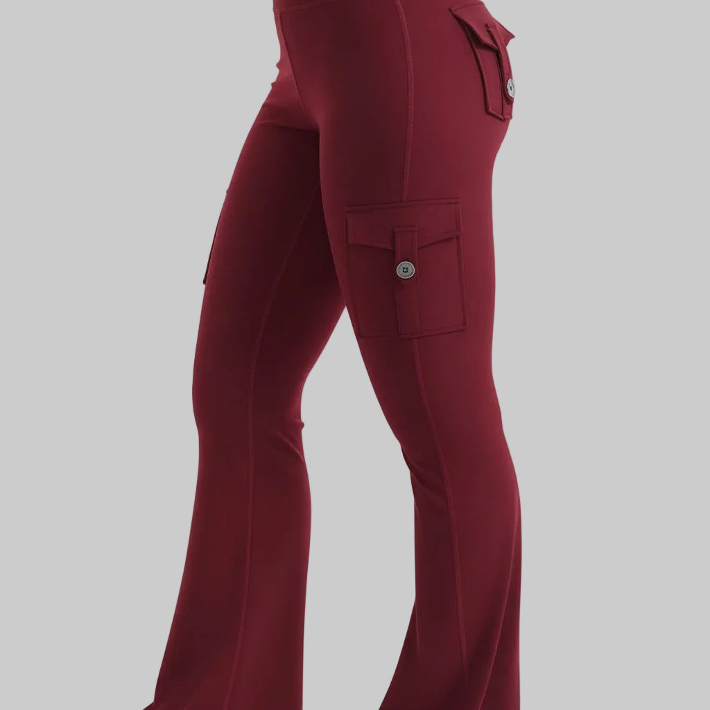 Chic Women's Flared Wide Leg Cargo Pants with High Waist