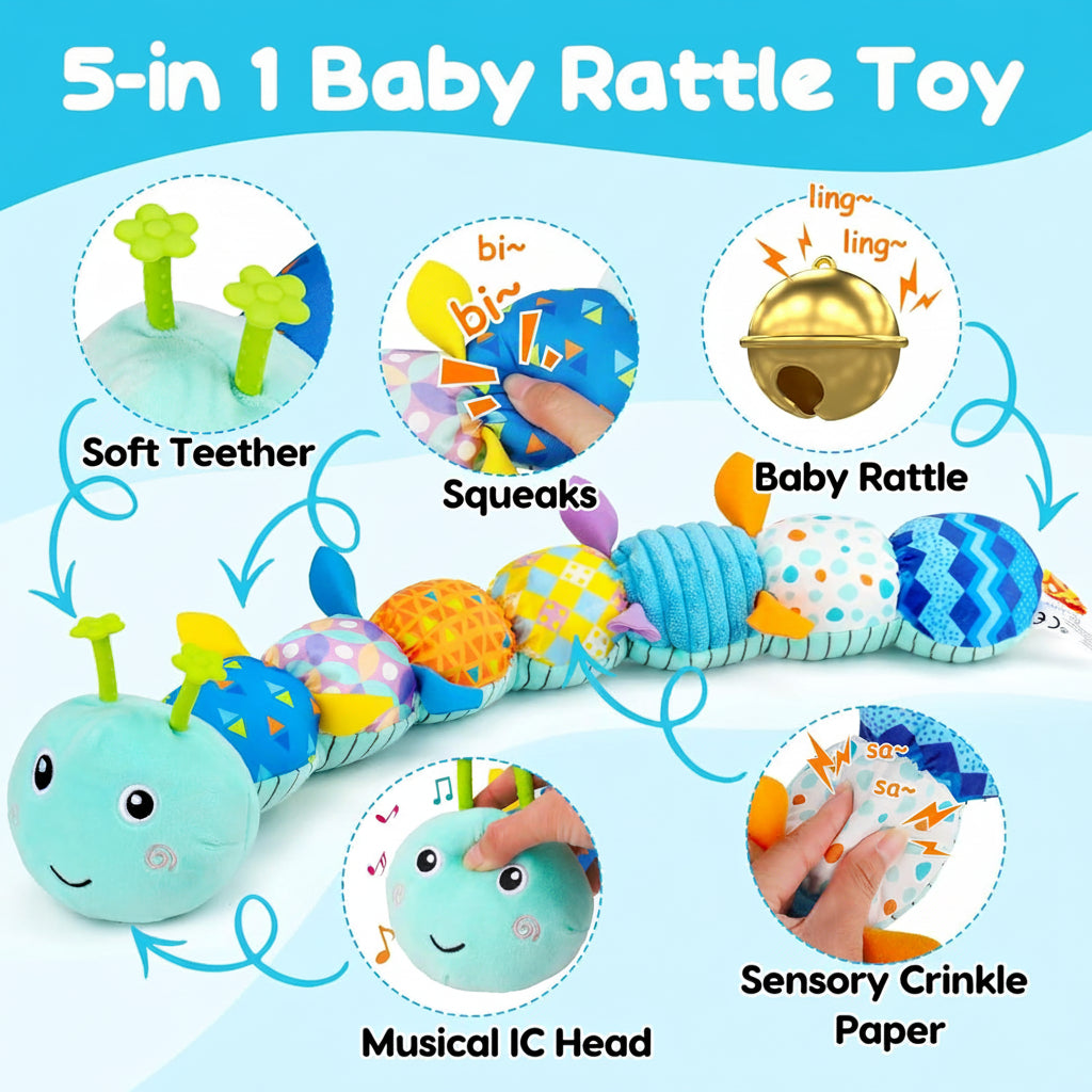 Vibrant Baby Caterpillar Plush with Music for Sensory Play