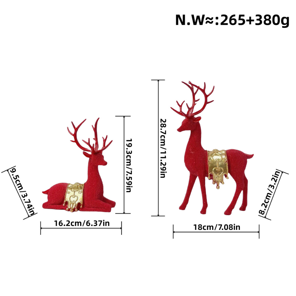 Elegant Duo of Silver Reindeer Figurines for Holiday Cheer