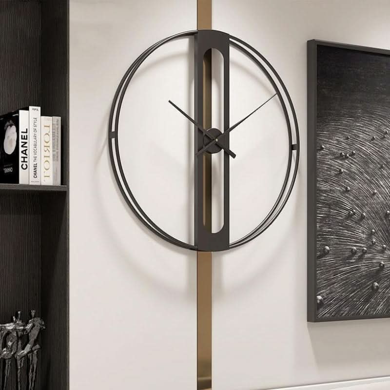 EleganceTime 50cm Modern Gold and Black Wall Clock