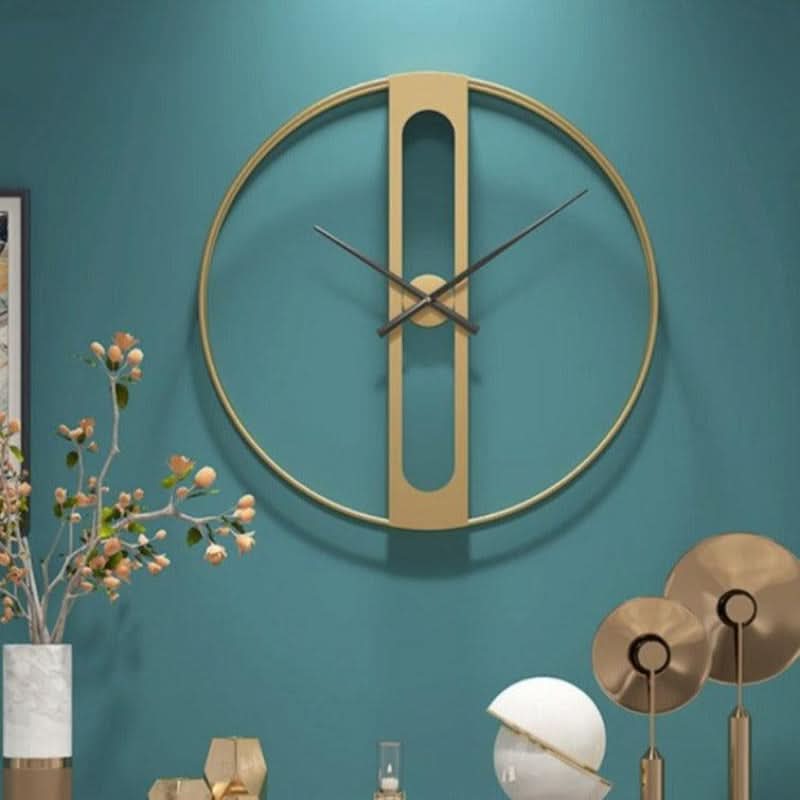EleganceTime 50cm Modern Gold and Black Wall Clock