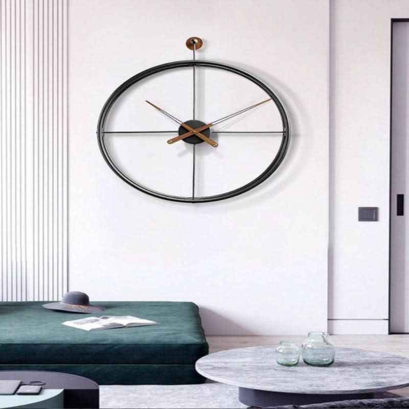 EleganceTime 50cm Modern Gold and Black Wall Clock