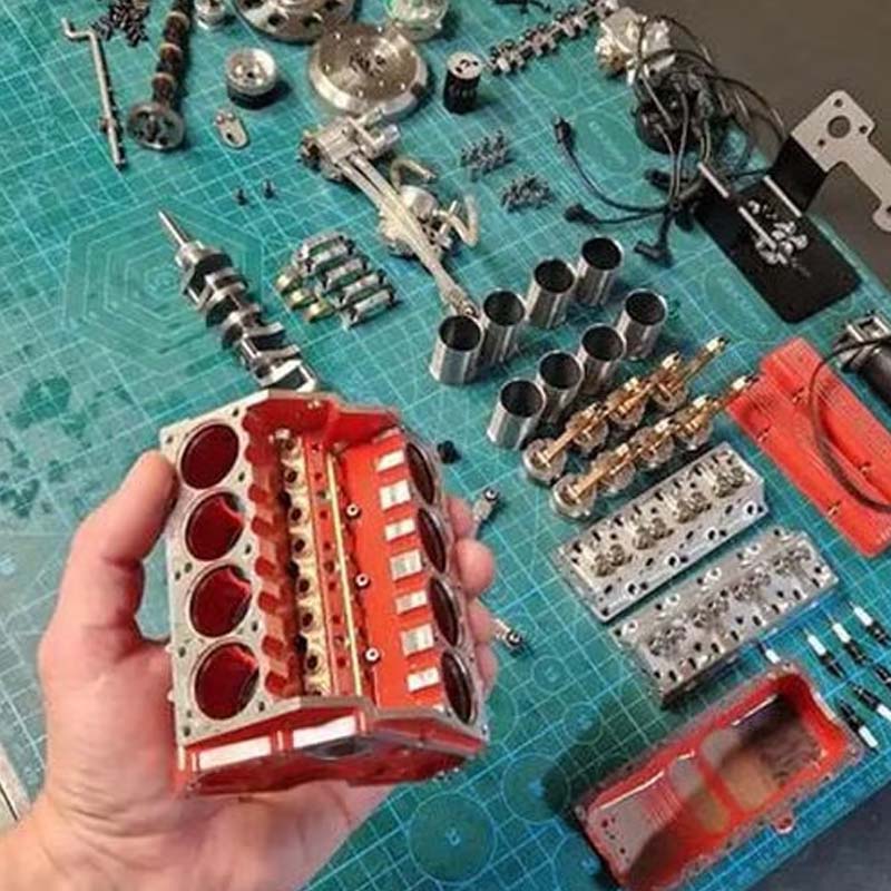 V8 Engine Assembly Kit with Functional Ignition System β Metal Components