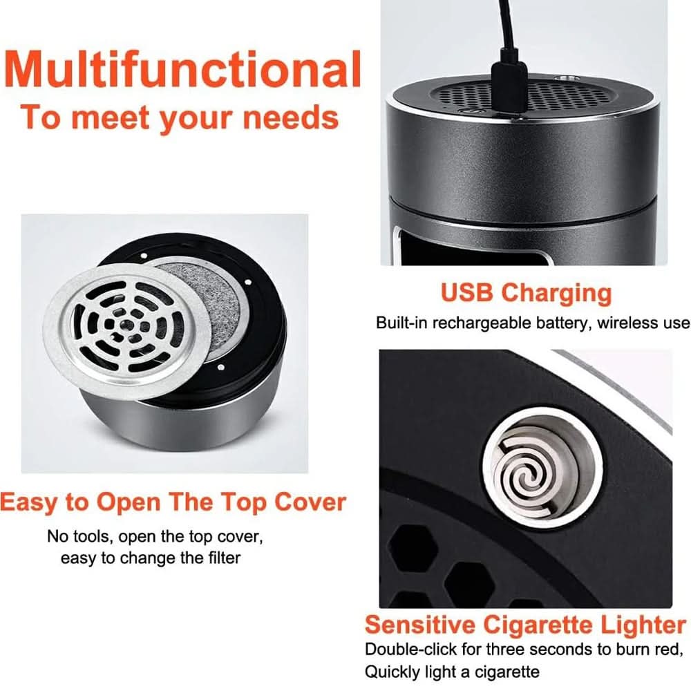 SmartClean USB-Powered Ashtray with Air Purification