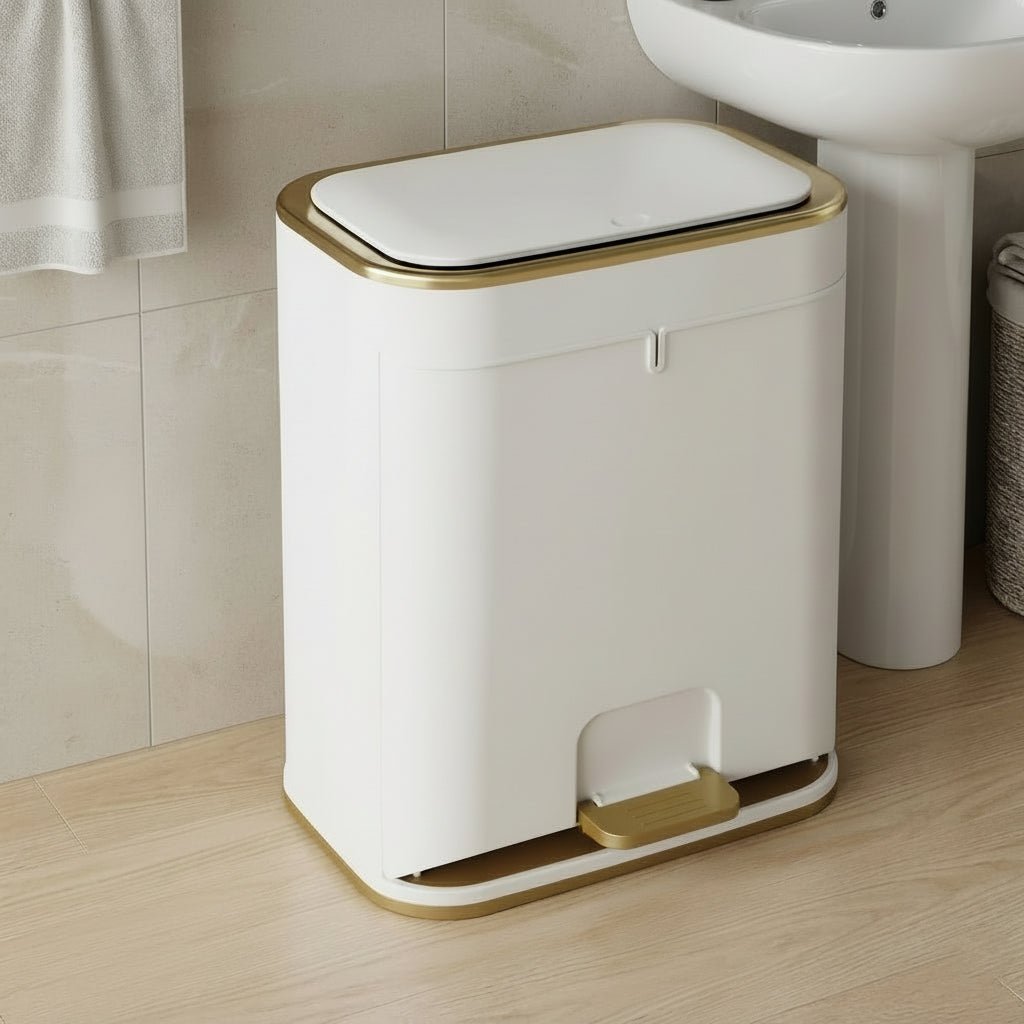 CleanSweep Compact Bathroom Trash Can with Odor Control Lid