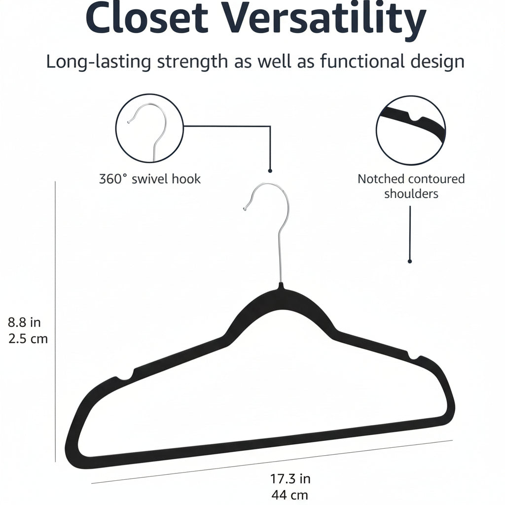 Space-Saving Velvet Hangers with Grip for Organized Closets