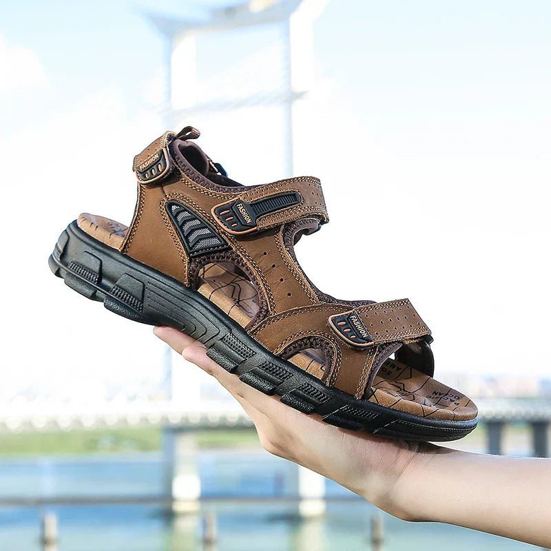 ComfortFlex Men’s Leather Sandals with Cushioned Support