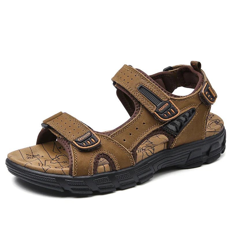 ComfortFlex Men’s Leather Sandals with Cushioned Support