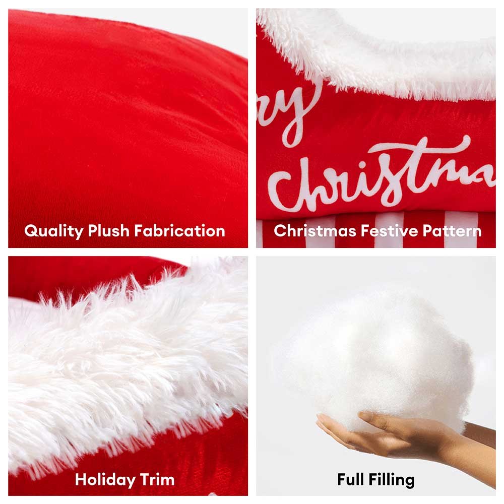 Festive Retreat Dog Bed with Cozy Velvet and Secure Base
