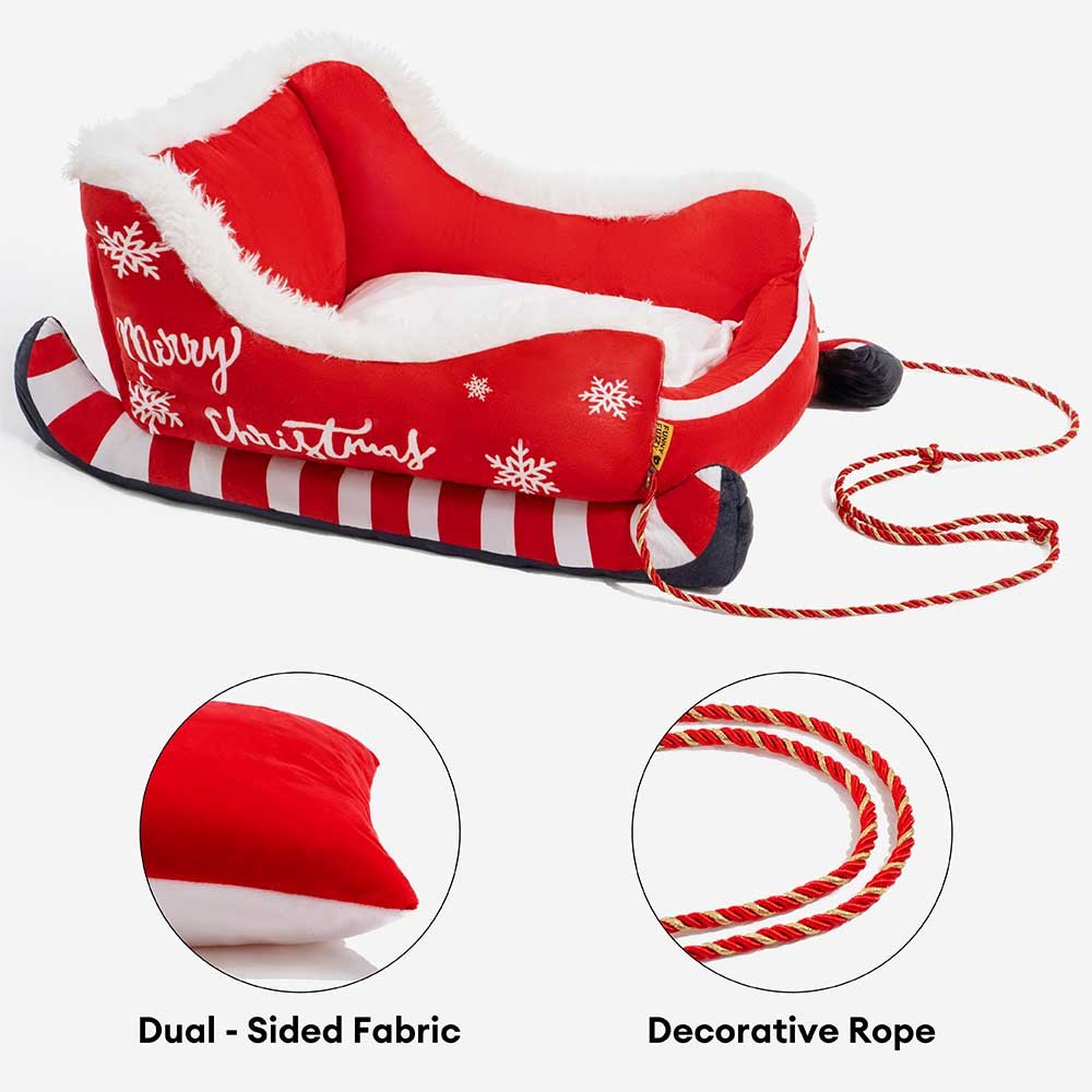 Festive Retreat Dog Bed with Cozy Velvet and Secure Base