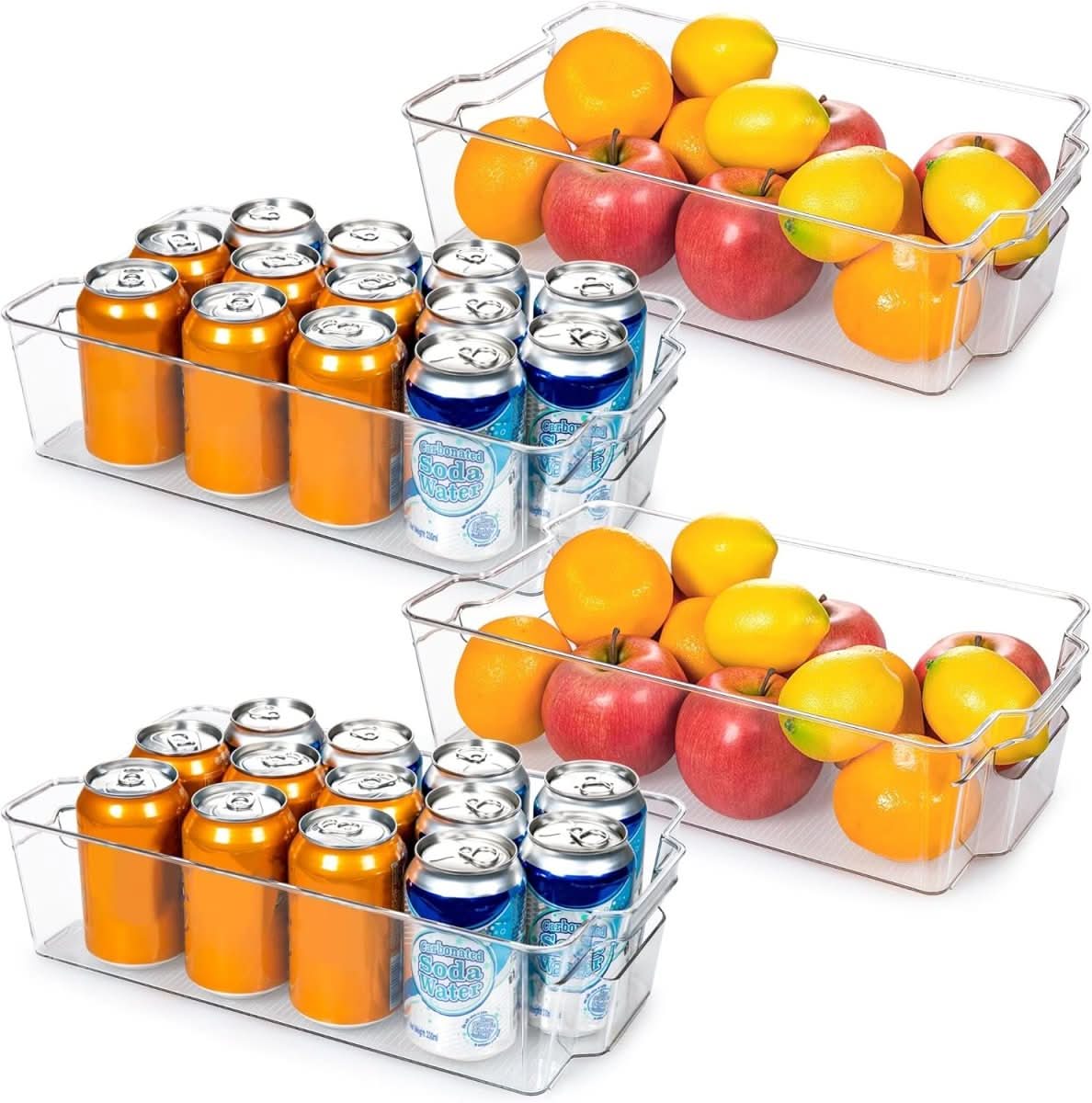 Transparent Kitchen Storage Bins - Set of 4 for Easy Organization