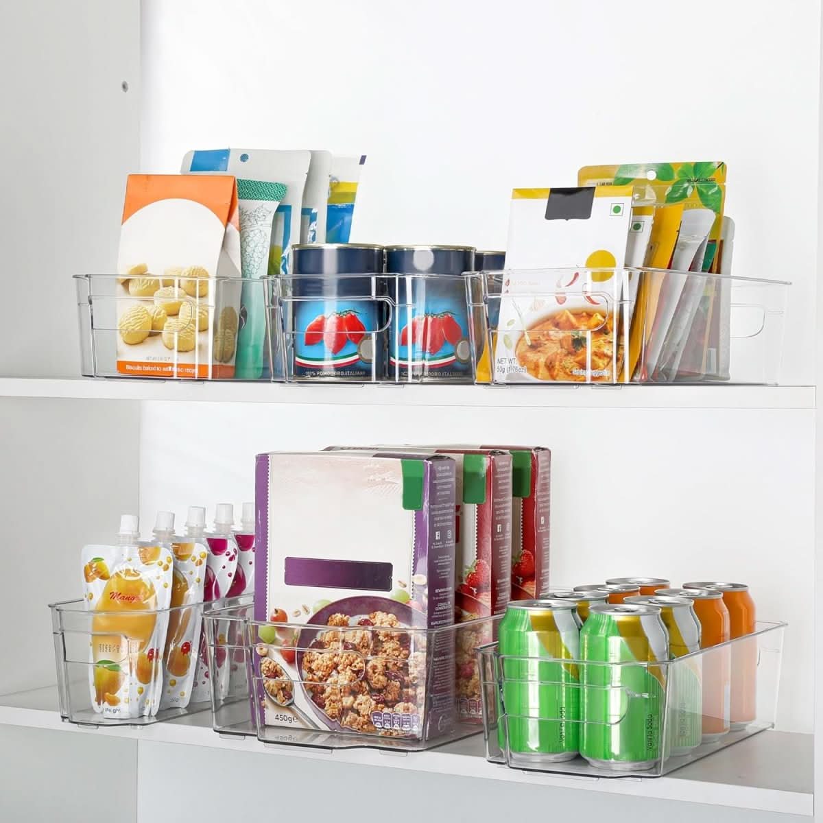 Transparent Kitchen Storage Bins - Set of 4 for Easy Organization