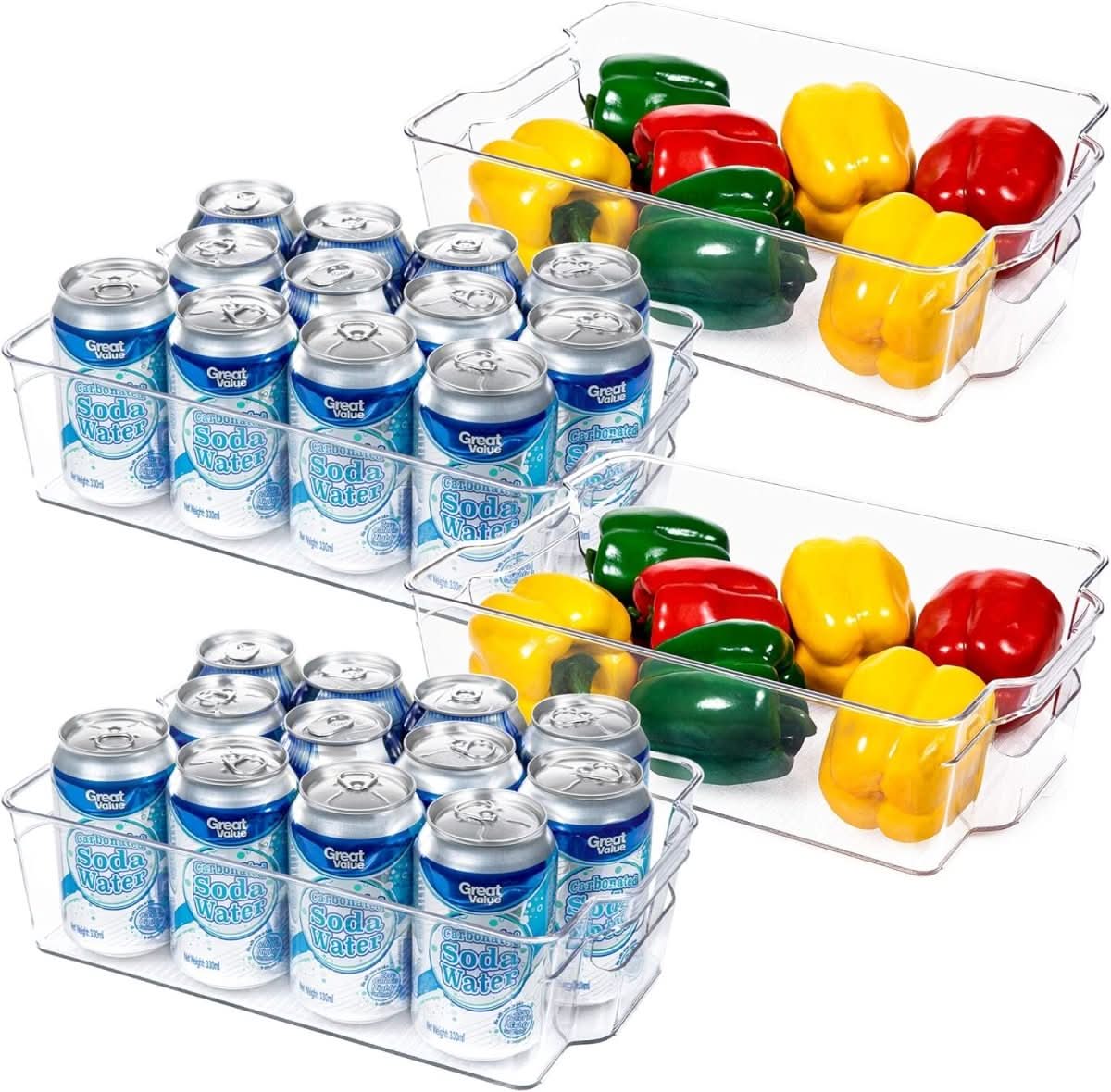 Transparent Kitchen Storage Bins - Set of 4 for Easy Organization