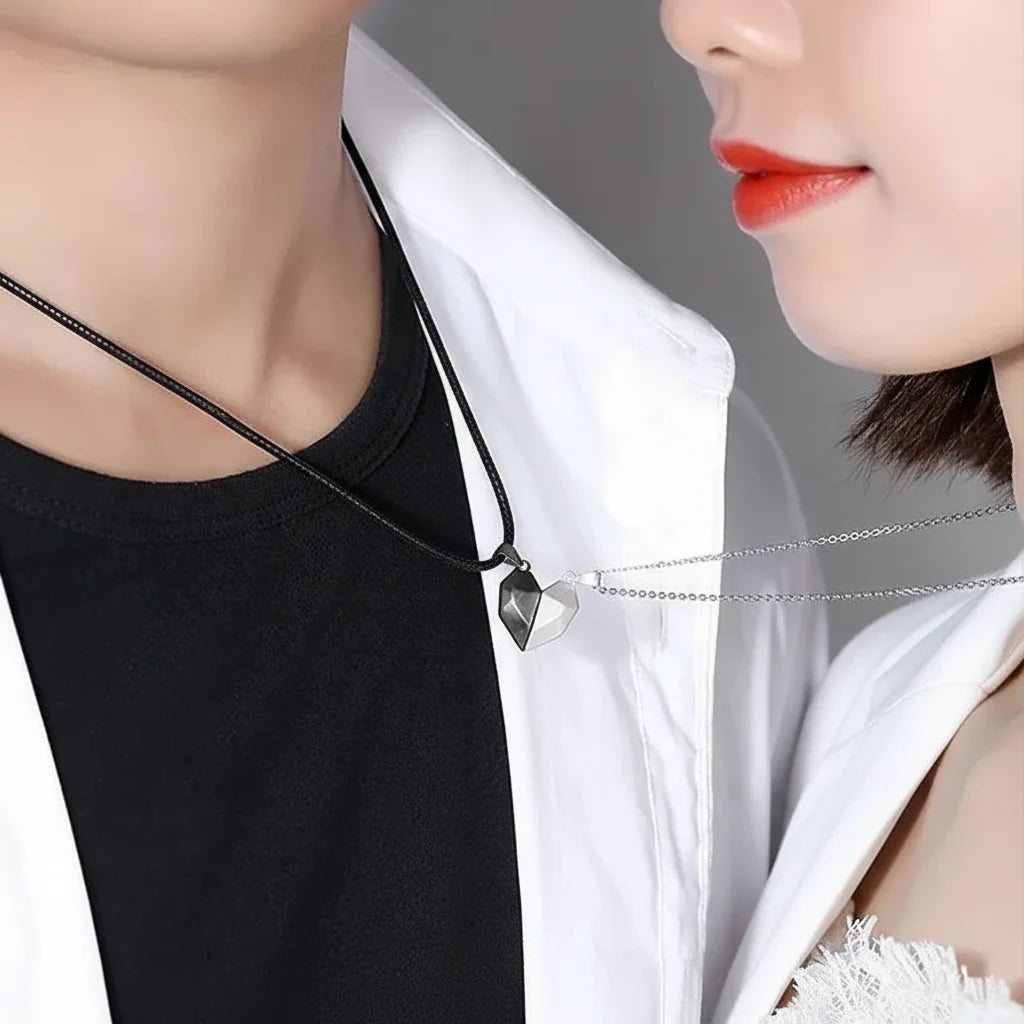 Magnetic Heart Pendant Necklace Set for Couples