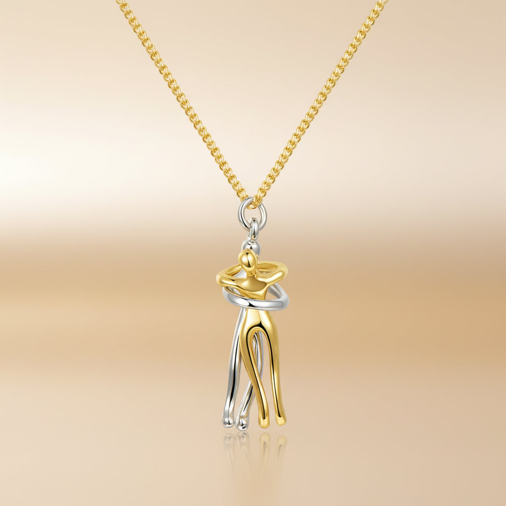Elegant Heart Pendant Necklace for Couples in Silver and Gold