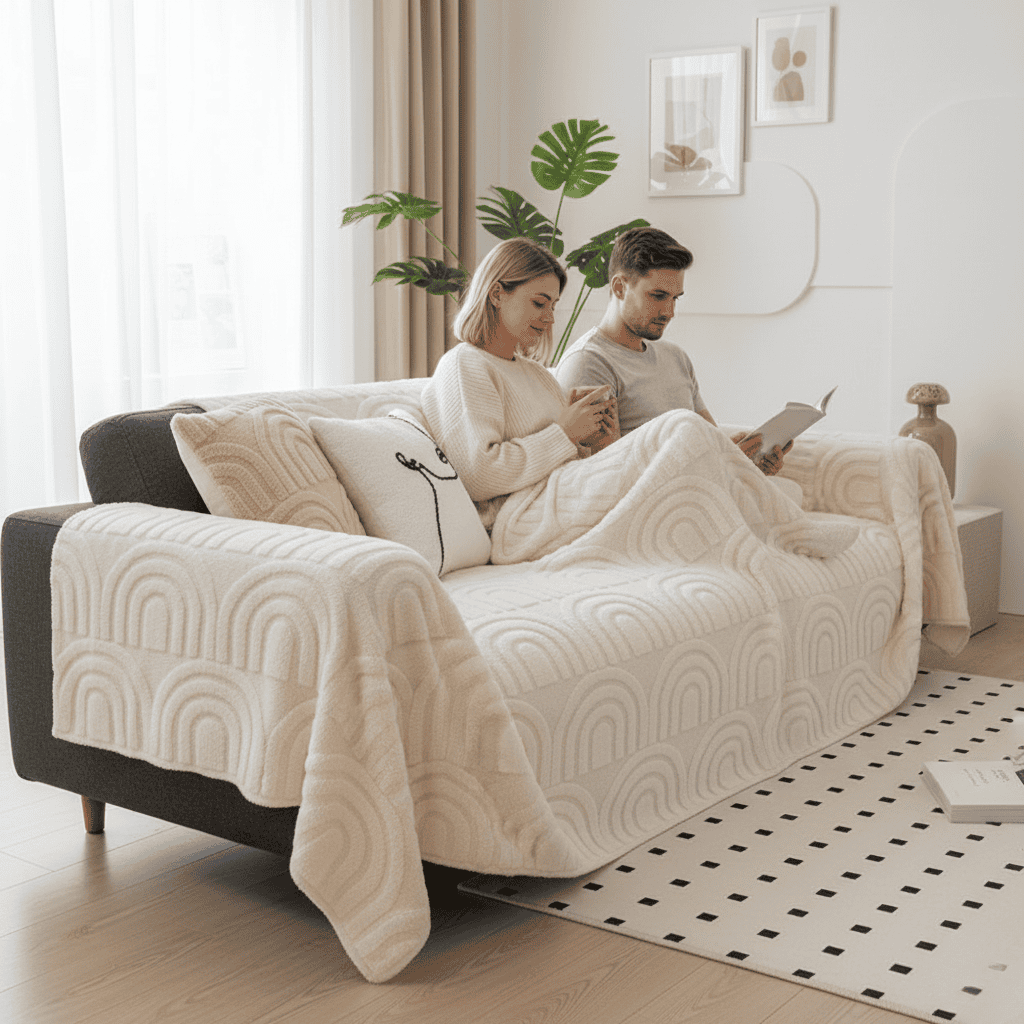 ComfortShield Plush Quilted Sofa Protector with Grip Base