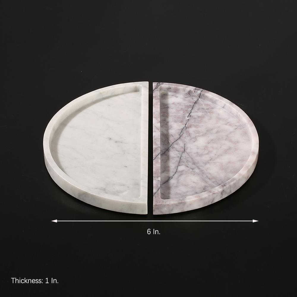 2 Piece Large Round Semicircle Fruit Tray Decor White Serving Tray