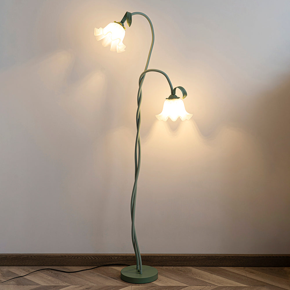 Botanical Elegance Floor Lamp in Matte Green
