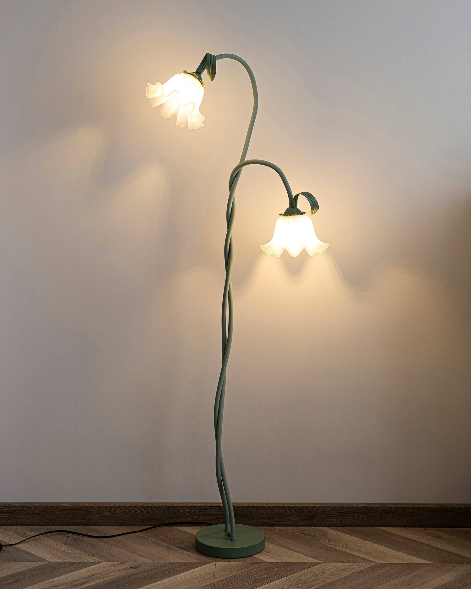 Botanical Elegance Floor Lamp in Matte Green