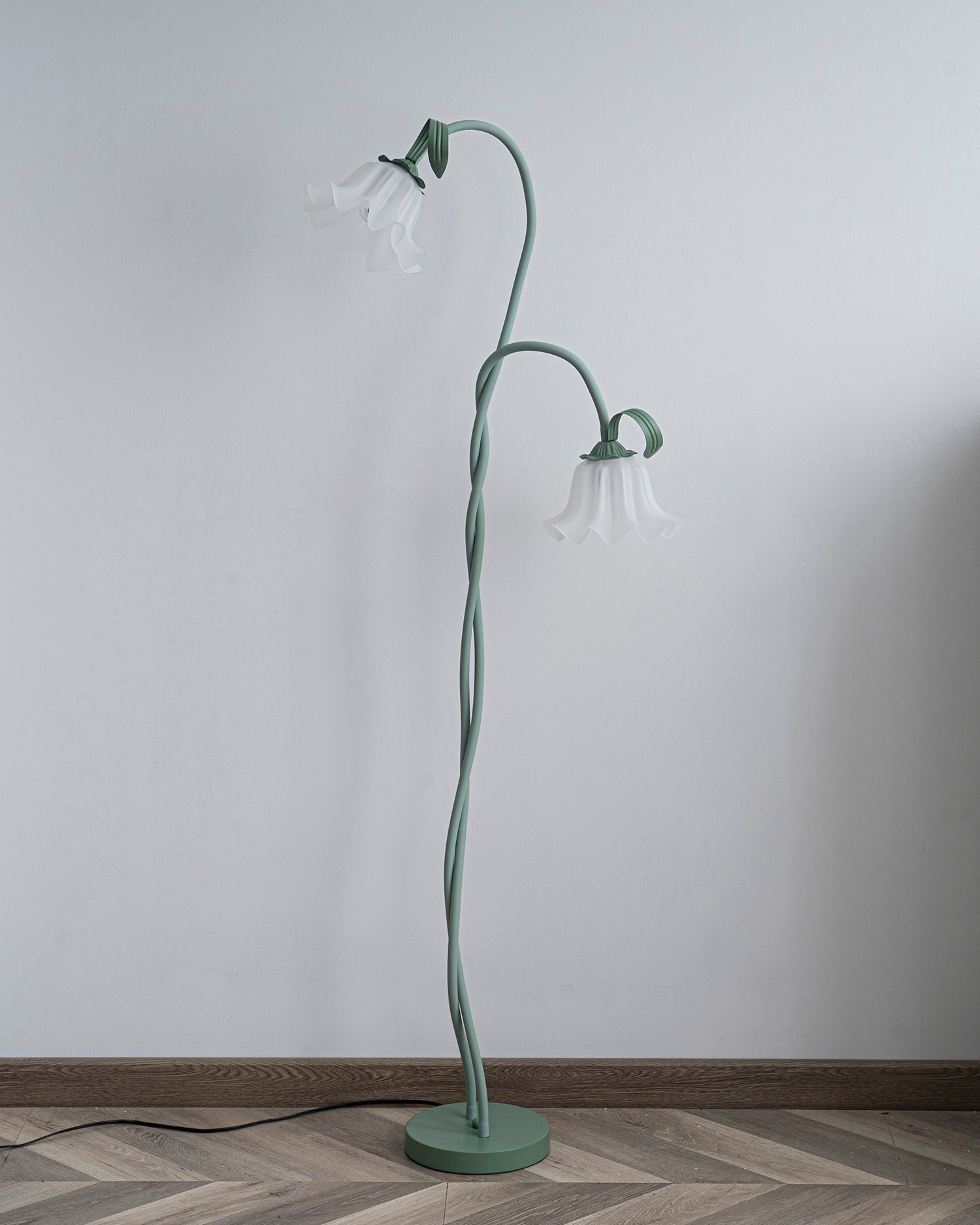 Botanical Elegance Floor Lamp in Matte Green