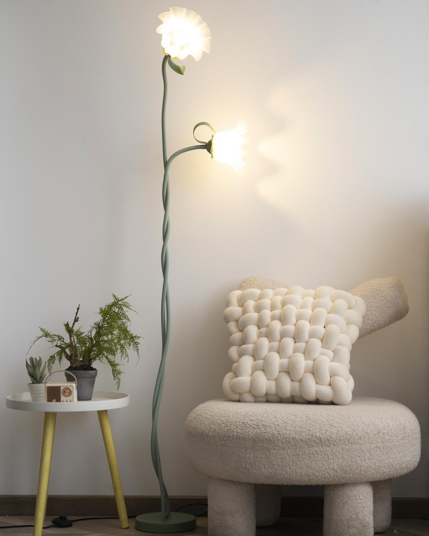 Botanical Elegance Floor Lamp in Matte Green